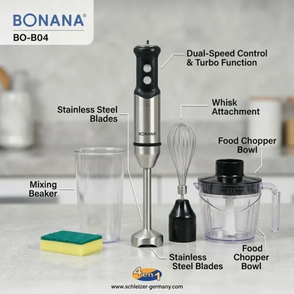 Mixeur Plongeant 4 en 1 Bonana BO-B04 – Turbo