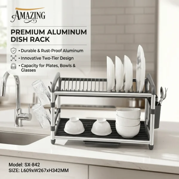 a_partir_de_202604272358 Égouttoir à Vaisselle Premium en Aluminium – Double Niveau